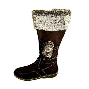 EUC! AMERICAN EAGLE OUTFITTERS BLACK FAUX FUR BOOTS SIIZE 10